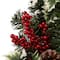 Glitzhome 24" Pre-Lit Buffalo Check Bow, Berry, Holly & Pinecone LED Wreath
